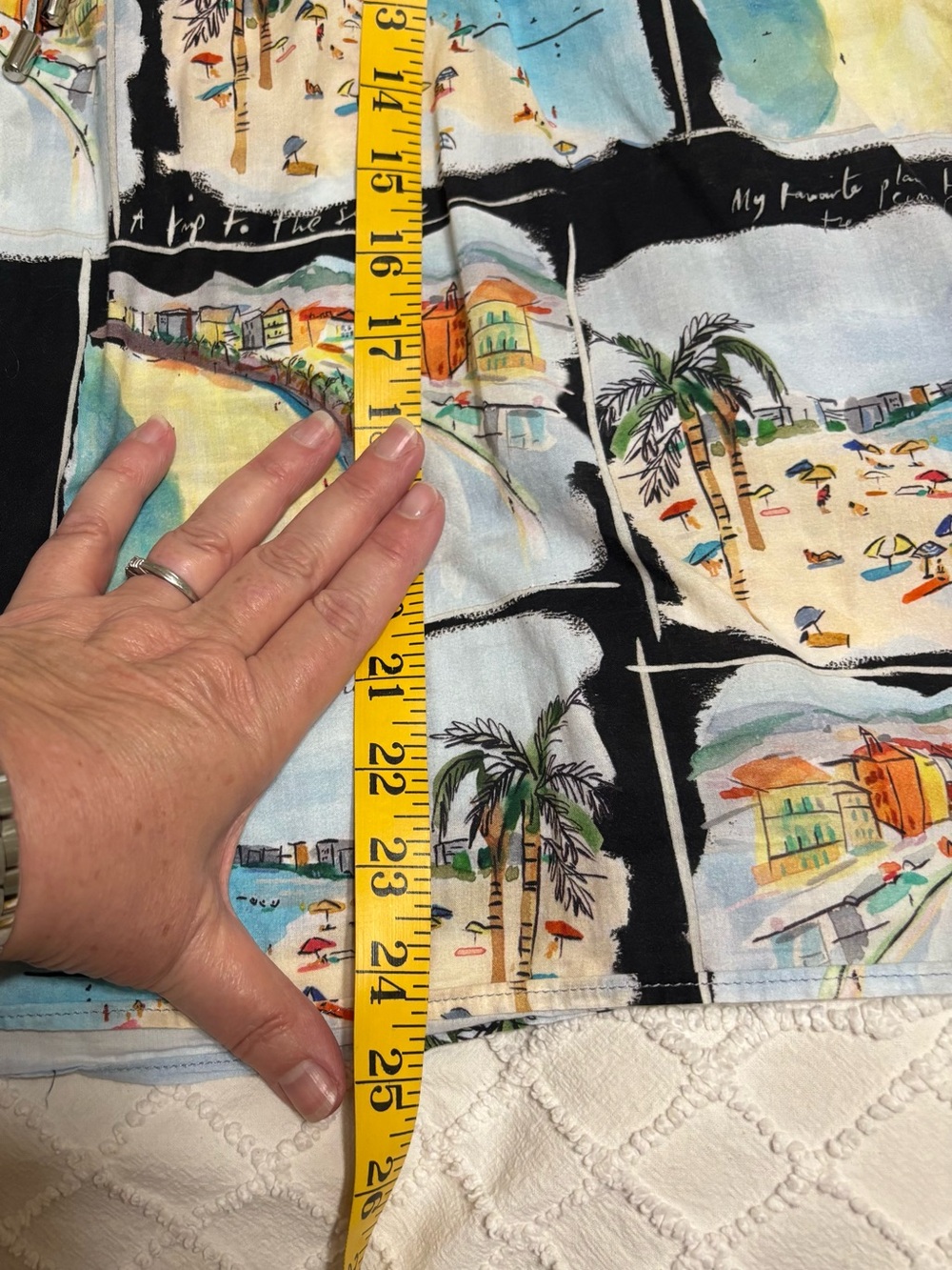 Karen Kane Blue Multi Scenic Square-Print Cotton Peasant Blouse - XL - Picture 9 of 9